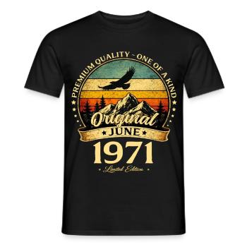 55. Geburtstag Geschenk Vintage Juni Jahrgang 1971 - Männer T-Shirt - Schwarz - Vorne - AI Model Male 178 light (178cm)