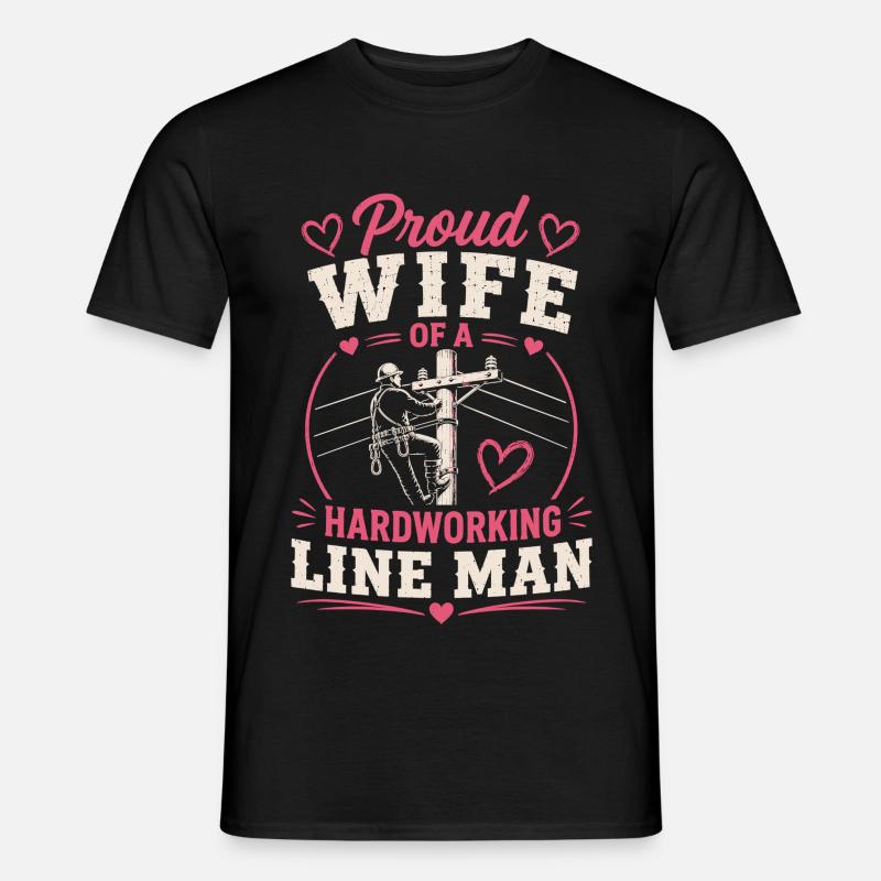 Strom Arbeiter Ehefrau Elektriker Technik - Männer T-Shirt - Schwarz