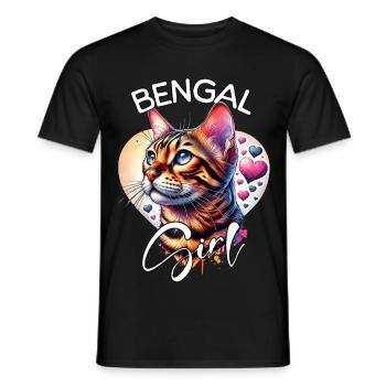 Bengal Cat Mädchen Bengalkatze - Männer T-Shirt - Schwarz - Vorne - AI Model Male 178 light (178cm)