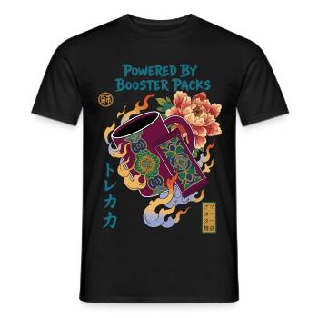 Powered By Booster Packs Trading Card Collector - Men's T-Shirt - black - Front - AI Model Male 178 light (178cm)