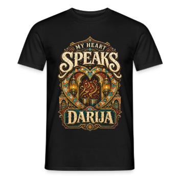 Maroc marocain Mon cœur parle Darija - T-shirt homme - noir - Devant - AI Model Male 178 light (178cm)