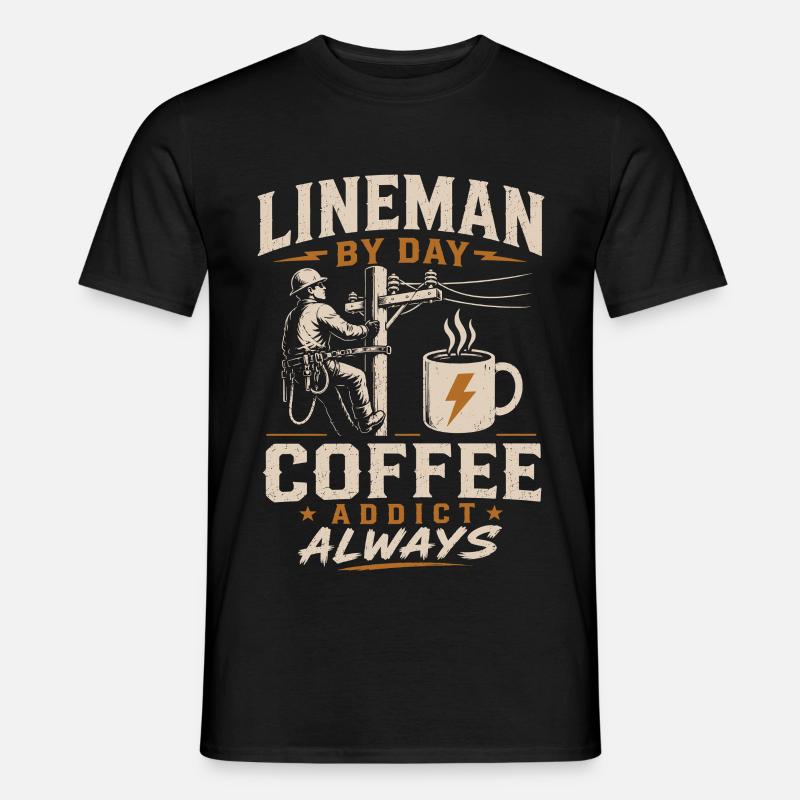 Strom Techniker Kaffee Kabel Arbeit - Männer T-Shirt - Schwarz