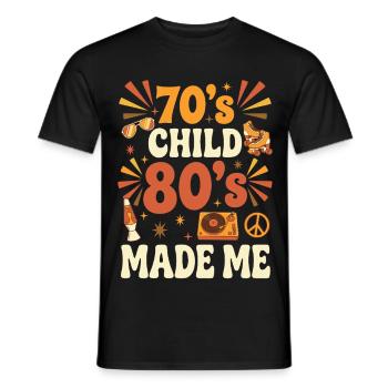 70er Kind 80er Retro Nostalgie - Männer T-Shirt - Schwarz - Vorne - AI Model Male 178 light (178cm)