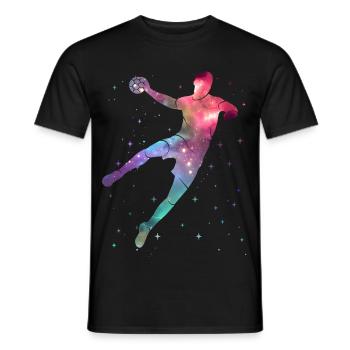Handballspieler Handballer Weltraum Junge Handball - Männer T-Shirt - Schwarz - Vorne - AI Model Male 178 light (178cm)