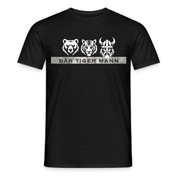 Bär Tiger Mann – Lustiger Bart Spruch Geschenk - Männer T-Shirt - Schwarz - Vorne - AI Model Male 178 light (178cm)