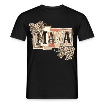 Mama Léopard et Nœuds | Cadeau Fête des Mères - T-shirt homme - noir - Devant - AI Model Male 178 light (178cm)
