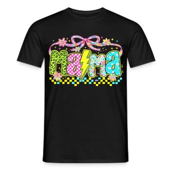 Mama Retro Flashy | Neon-Stil Muttertag - Männer T-Shirt - Schwarz - Vorne - AI Model Male 178 light (178cm)