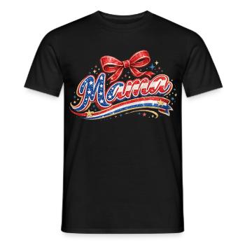 Mom USA Flag Glitter Bow 4th of July - Men's T-Shirt - black - Front - AI Model Male 178 light (178cm)