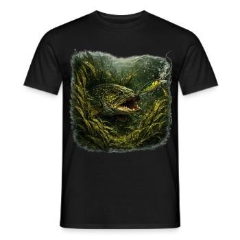 Hecht-Hinterhalt-Räuberfisch-Design - Männer T-Shirt - Schwarz - Vorne - AI Model Male 178 light (178cm)