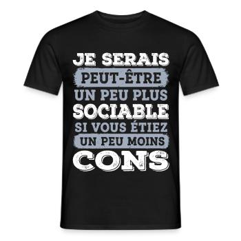 SOCIABLE Cadeau humour personnalisé - T-shirt homme - noir - Devant - AI Model Male 178 light (178cm)