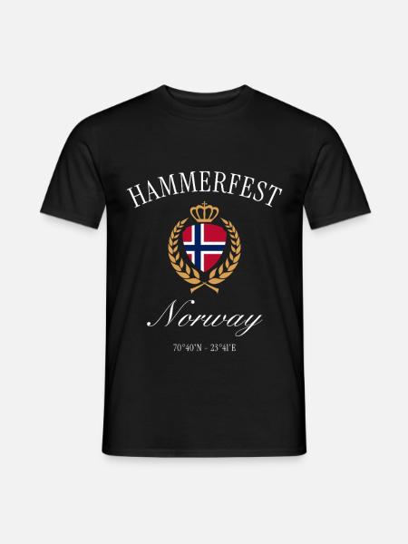 Hammerfest Norwegen Wappen Krone – Reise Souvenir - Männer T-Shirt - Schwarz