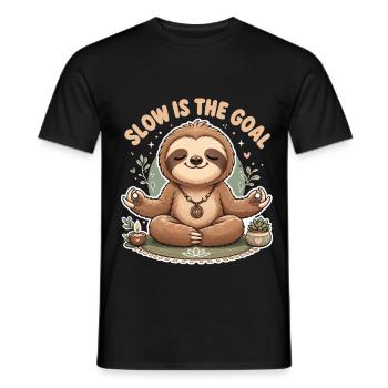Slow Is The Goal Cute Meditating Sloth - Men's T-Shirt - black - Front - AI Model Male 178 light (178cm)