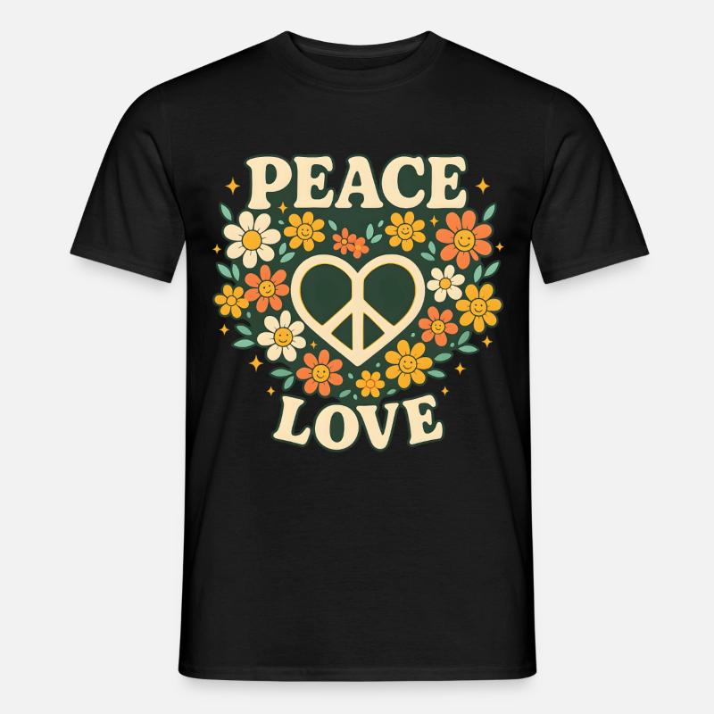 Peace Love - Männer T-Shirt - Schwarz