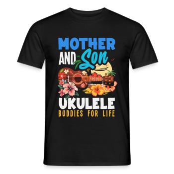 Mère et fils amis de ukulélé pour la vie - T-shirt homme - noir - Devant - AI Model Male 178 light (178cm)