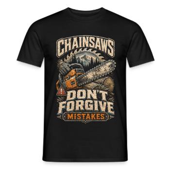 Les tronçonneuses bûcheron ne pardonnent pas - T-shirt homme - noir - Devant - AI Model Male 178 light (178cm)