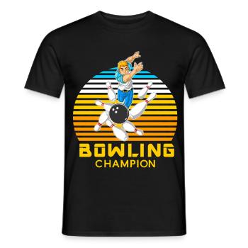 Bowling Champion Man Retro Vintage-Sportgeschenk - Männer T-Shirt - Schwarz - Vorne - AI Model Male 178 light (178cm)