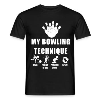 Ma technique de bowling : crier à 10 quilles humour - T-shirt homme - noir - Devant - AI Model Male 178 light (178cm)