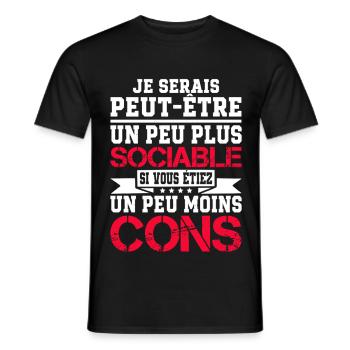 SOCIABLE Cadeau humour personnalisé - T-shirt homme - noir - Devant - AI Model Male 178 light (178cm)