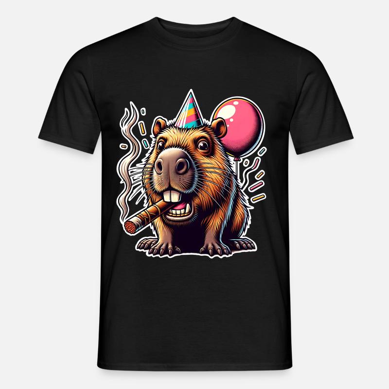 Capybara Party - Männer T-Shirt - Schwarz