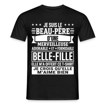 Beau père Cadeau humour personnalisé - T-shirt homme - noir - Devant - AI Model Male 178 light (178cm)