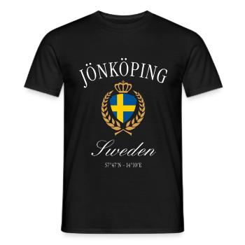 Jönköping Schweden Wappen Krone – Reise Souvenir - Männer T-Shirt - Schwarz - Vorne - AI Model Male 178 light (178cm)