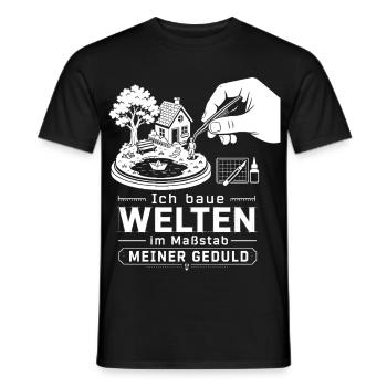 Ich baue Welten im Maßstab meiner Geduld - Männer T-Shirt - Schwarz - Vorne - AI Model Male 178 light (178cm)