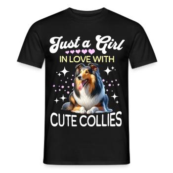Langhaar Collie Mädchen - Männer T-Shirt - Schwarz - Vorne - AI Model Male 178 light (178cm)