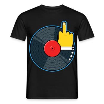 Vinyl Album with Hand Showing Middle Finger - Men's T-Shirt - black - Front - AI Model Male 178 light (178cm)
