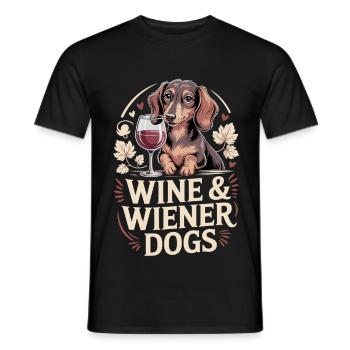 Wine & Wiener Dogs - Männer T-Shirt - Schwarz - Vorne - AI Model Male 178 light (178cm)