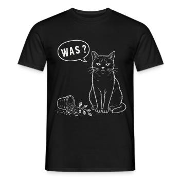 Katze Was Blumentopf Humor Shirt - Männer T-Shirt - Schwarz - Vorne - AI Model Male 178 light (178cm)