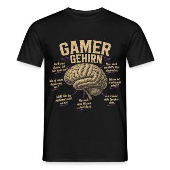 Gamer Gehirn Humor Shirt - Männer T-Shirt - Schwarz - Vorne - AI Model Male 178 light (178cm)