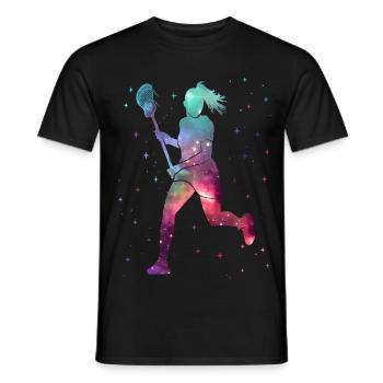 Lacrosse Player Space Women Girls Lacrosse - Men's T-Shirt - black - Front - AI Model Male 178 light (178cm)