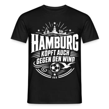 Hamburg köpft auch gegen den Wind - Männer T-Shirt - Schwarz - Vorne - AI Model Male 178 light (178cm)