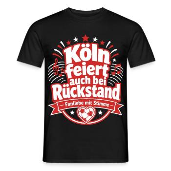 Köln feiert auch bei Rückstand - Männer T-Shirt - Schwarz - Vorne - AI Model Male 178 light (178cm)