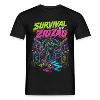 Survivance au laser tag en zigzag - T-shirt homme - noir - Devant - AI Model Male 178 light (178cm)