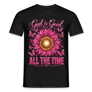 God Is Good All The Time Christian Sunflower - Men's T-Shirt - black - Front - AI Model Male 178 light (178cm)