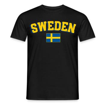 Retro Sport Typography Blue Yellow Fan Design - Men's T-Shirt - black - Front - AI Model Male 178 light (178cm)