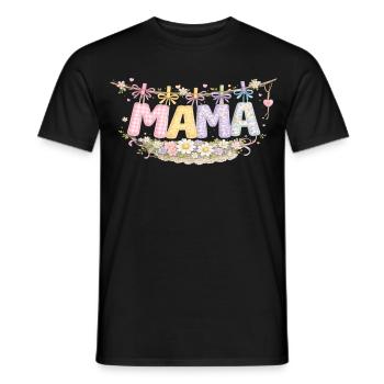 Mama Fleurs et Pastel | Cadeau Fête des Mères - T-shirt homme - noir - Devant - AI Model Male 178 light (178cm)