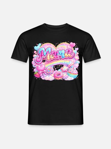 Mama Candy und Regenbogen | Mama-Geschenk - Männer T-Shirt - Schwarz