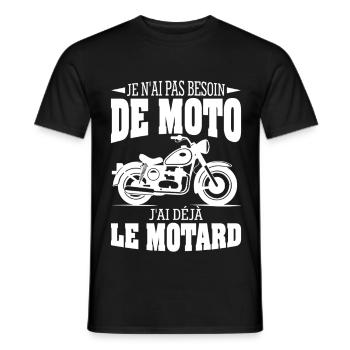 Moto Motard Cadeau Humour Personnalisé - T-shirt homme - noir - Devant - AI Model Male 178 light (178cm)
