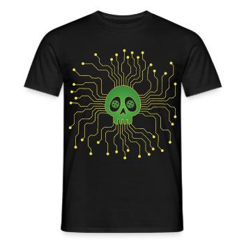 Microprocessor skull - Men's T-Shirt - black - Front - AI Model Male 178 light (178cm)
