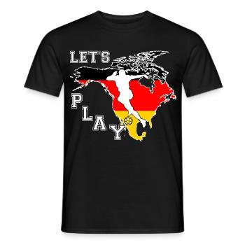 North America Flag Soccer – Let's Play - Men's T-Shirt - black - Front - AI Model Male 178 light (178cm)