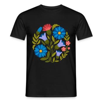 Design floral rond vintage avec un charme intemporel - T-shirt homme - noir - Devant - AI Model Male 178 light (178cm)