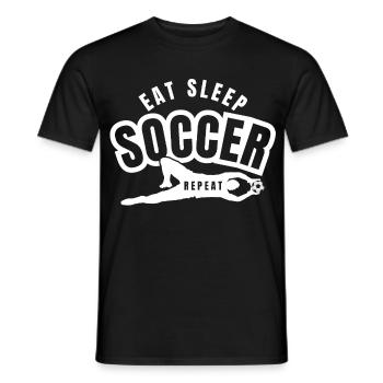 EAT SLEEP SOCCER REPEAT  - Men's T-Shirt - black - Front - AI Model Male 178 light (178cm)