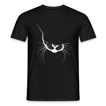 Cat Silhouette Whiskers - Men's T-Shirt - black - Front - AI Model Male 178 light (178cm)
