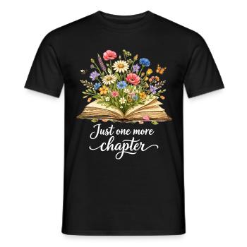 Just One More Chapter - Wildblumen Buch ArtJust On - Männer T-Shirt - Schwarz - Vorne - AI Model Male 178 light (178cm)
