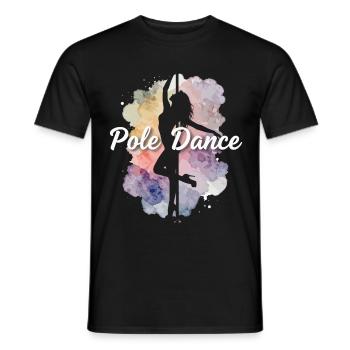 Pole Dance Silhouette: Watercolor Woman in High Heels - Men's T-Shirt - black - Front - AI Model Male 178 light (178cm)