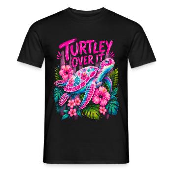 Turtley Over It Cute Turtle Flower - Männer T-Shirt - Schwarz - Vorne - AI Model Male 178 light (178cm)