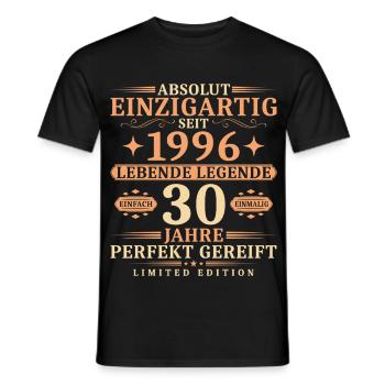 30. Geburtstag Einzigartig Jahrgang 1996 - Männer T-Shirt - Schwarz - Vorne - AI Model Male 178 light (178cm)
