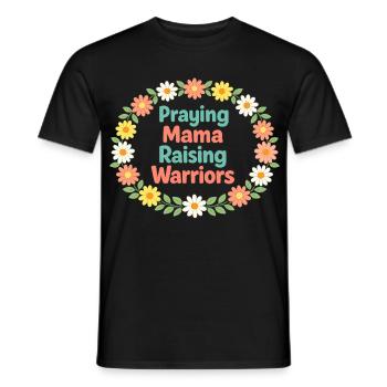 Betende Mama erzieht Krieger | Blumenkranz - Männer T-Shirt - Schwarz - Vorne - AI Model Male 178 light (178cm)